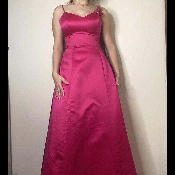 Scott McClintock Vintage Pink Satin Floral Fit & Flare Formal Prom Dress Size 6 - Picture 1 of 12